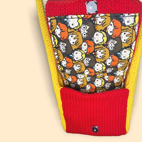 Handmade Knit Crossbody Golden Snitch Messenger Bag Harry Potter Fabric Lined - Picture 8 of 12